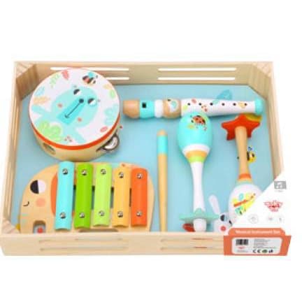 Caixa Musical Xilofone Pandeiro Clarinete Brinquedo Didático Madeira Educativo Tooky Toy 3 Anos+