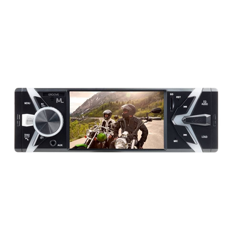 Som MP5 4x45W Multi bluetooth Groove multimidia tela 4 pol USB, Ent. AUX, Ent. SD, Ent. Camera ré, out video Radio P3341