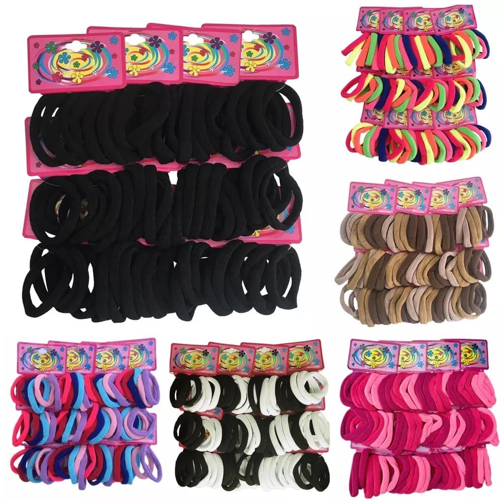 (72 Elásticos) Elástico de cabelo xuxinha rabicó de cabelo preto e colorido resistente scrunchie