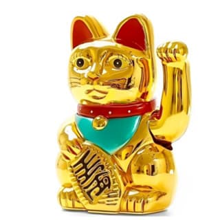 Gato Da Sorte Maneki Neko Grande Dourado 13cm