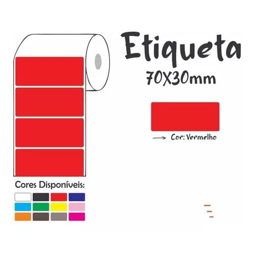 Etiqueta Couche Adesiva Retangular 70x30 (mm) 7x3cm Colorida