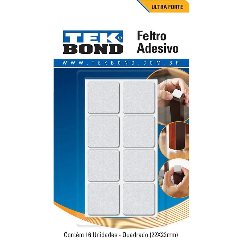 Feltro Adesivo  Quadrado 22mm Branco Com 16 Unidades