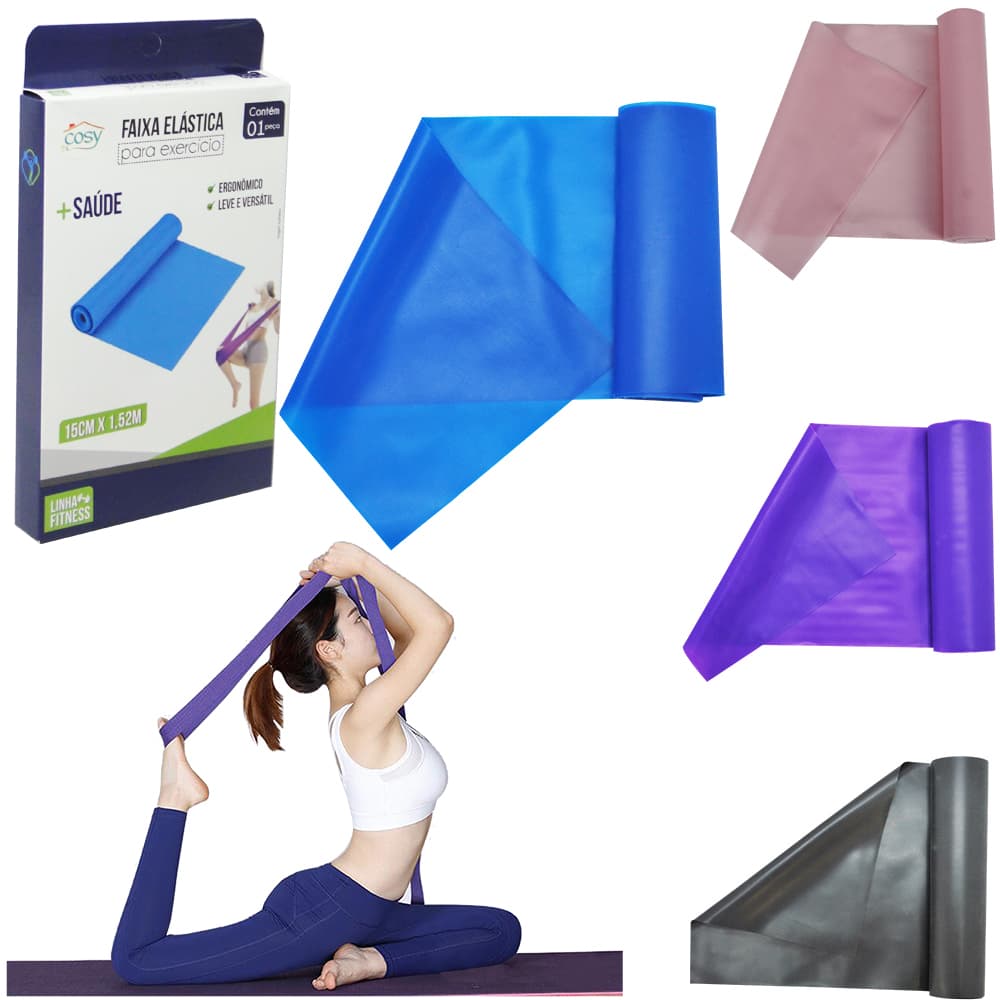 FAIXA ELASTICA PARA EXERCICIOS OMBRO / BRACOS / ABDOMEN / PERNAS 1,52MX15CM