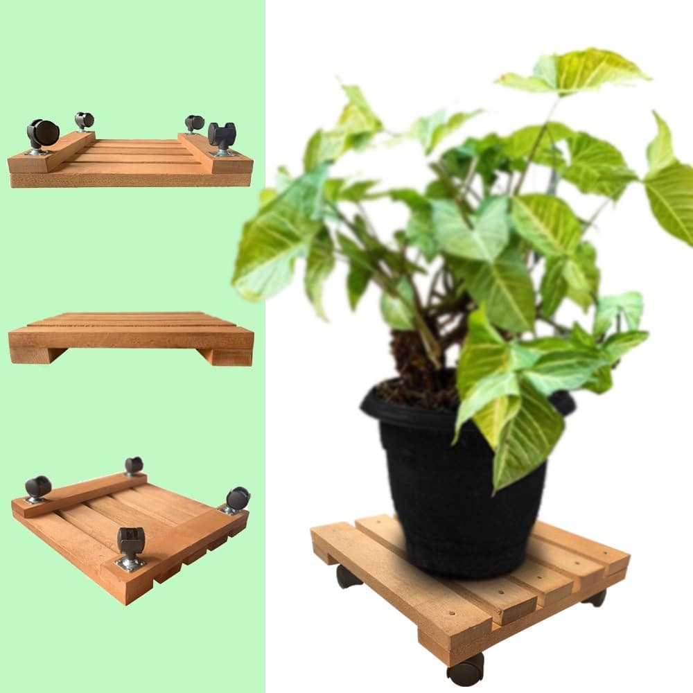 Suporte Para Vaso De Plantas E Botijão Com Rodinhas Quadrado Carrinho Decoração