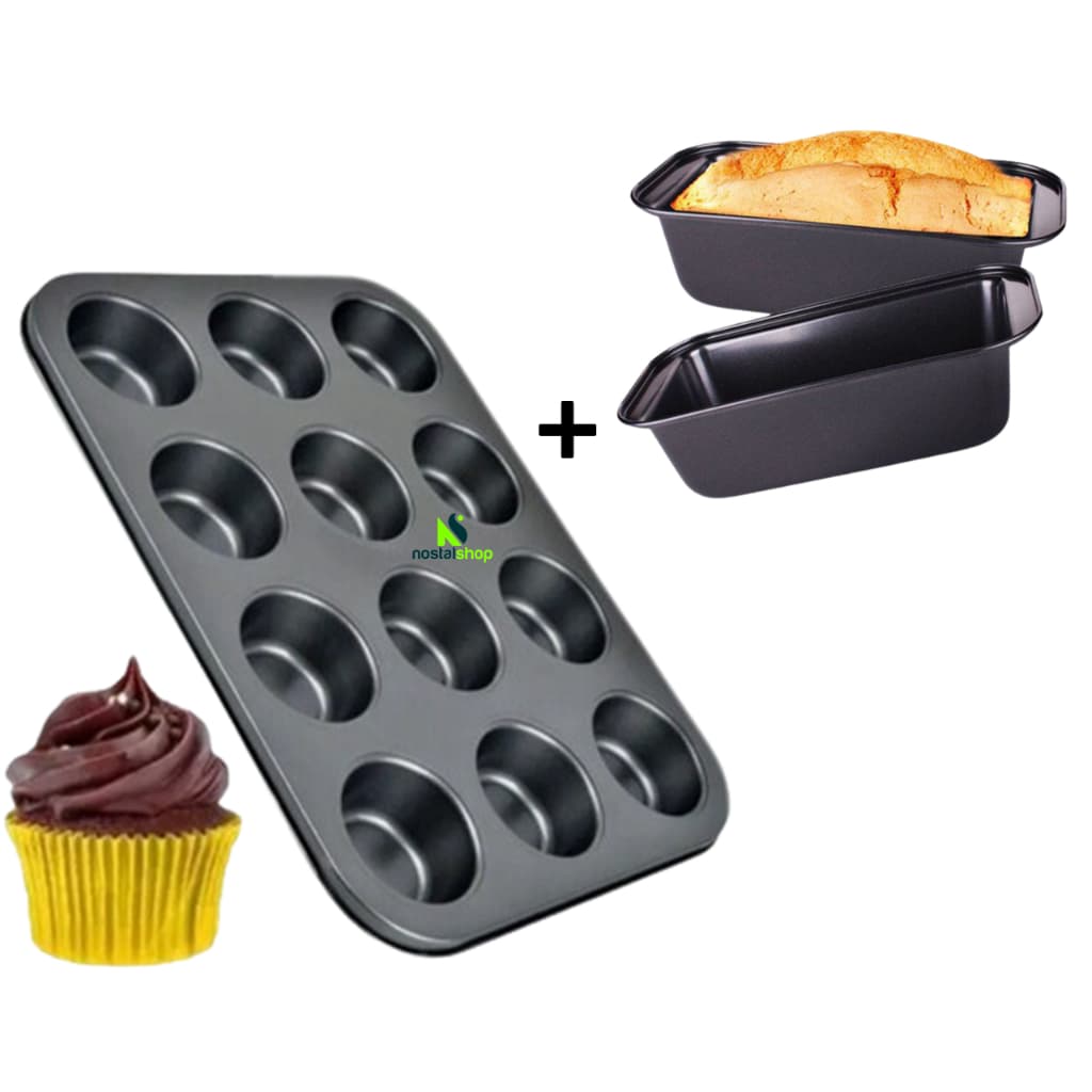 kit 3 forma cupcake Pão antiaderente forma de pão Forma de bolo utensilios de cozinha
