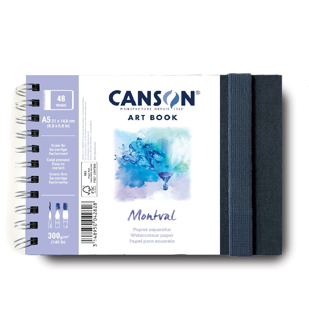 Sketchbook Art book Aquarela Montval Canson A5 27 folhas