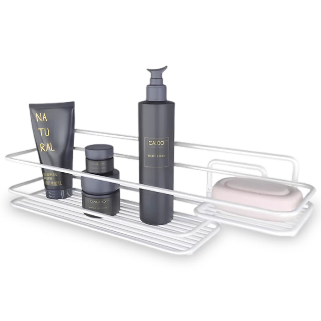 Suporte Orgnizador Branco Shampoo Saboneteira Banheiro Box em Aço Inox DiCarlo