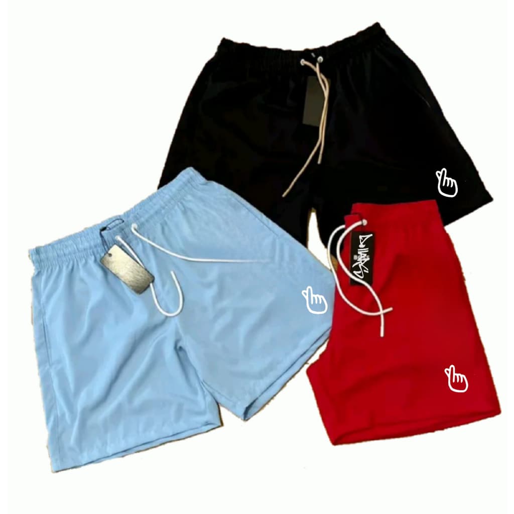 KIT 3 shorts tactel Skate Sk8 Street Dollars Elastano Confortável Praia Verão Oferta