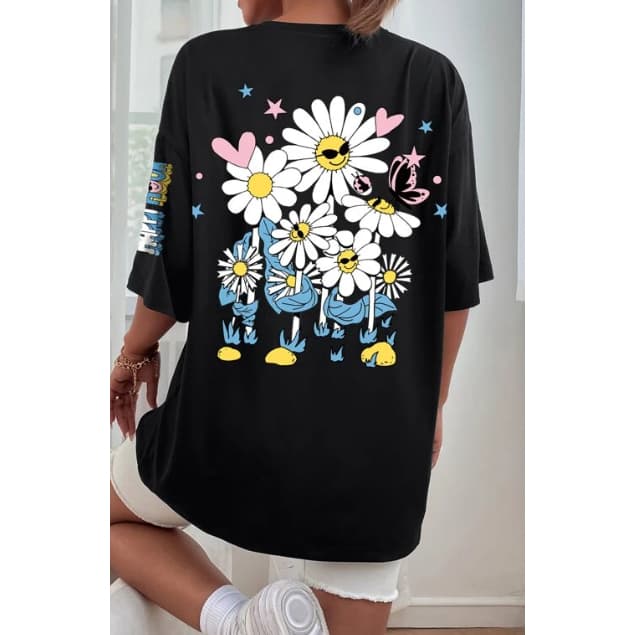 Camiseta Happy Hour Flores Margarida Colorido Streetwear