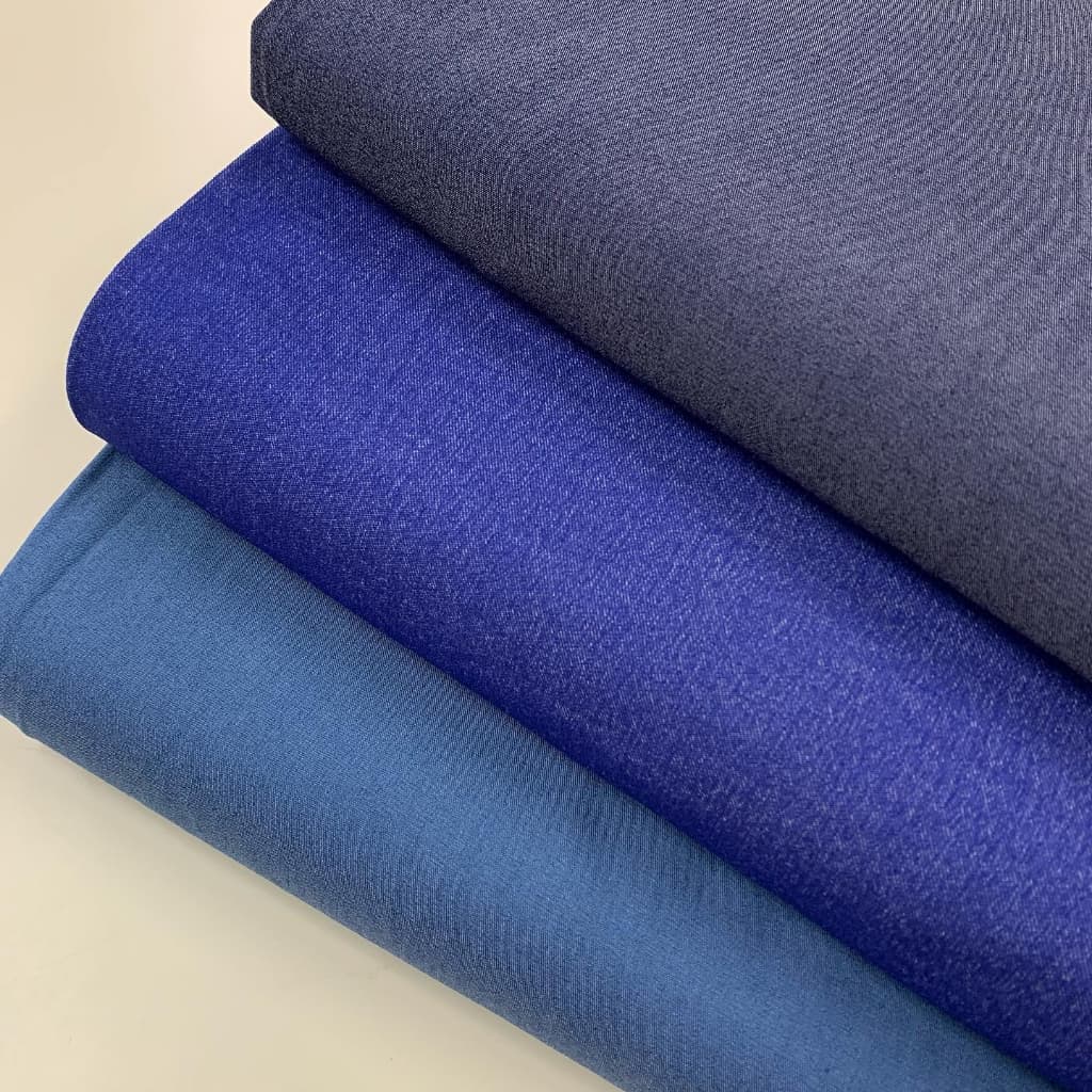 Tecido Chambray tipo Jeans fino 1,50m largura Jeans Denin com elastano leve fluido para moda casual