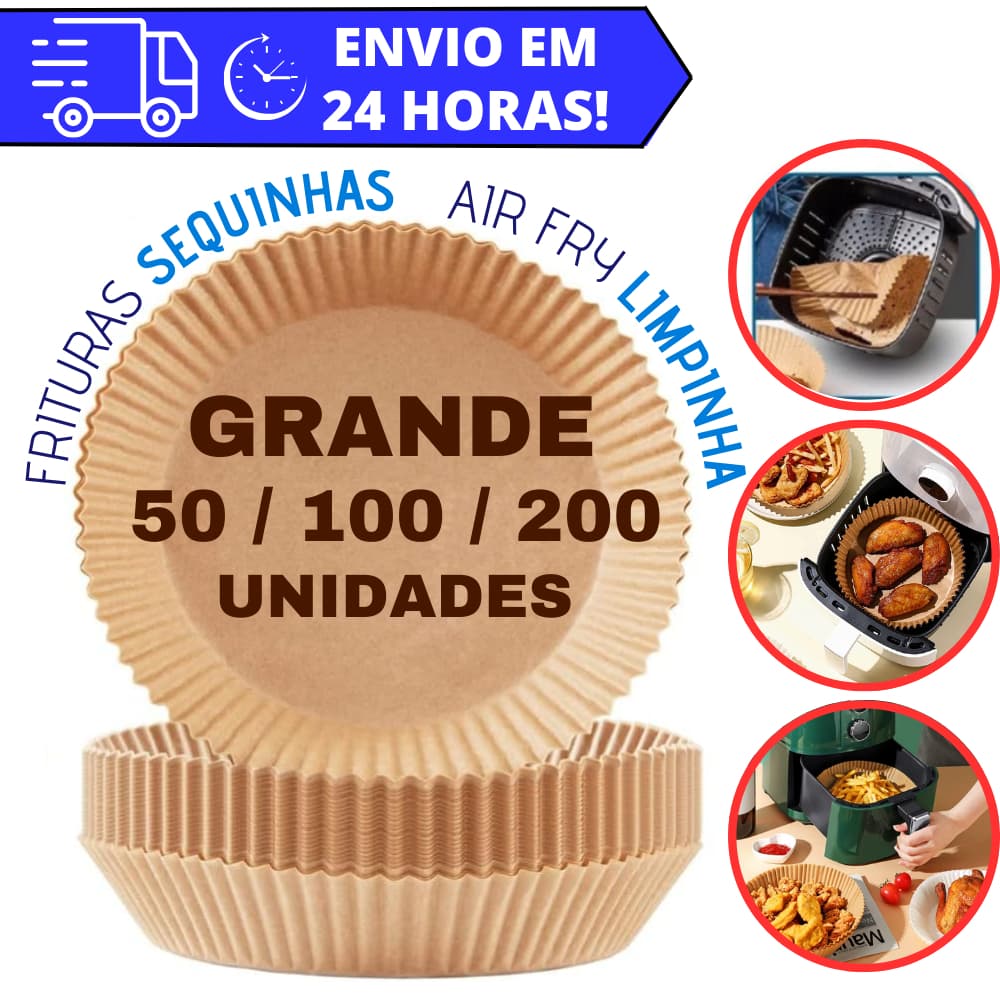 Forma Descartável Para Fritadeira Air Fryer Em Papel Antiaderente Redondo Universal