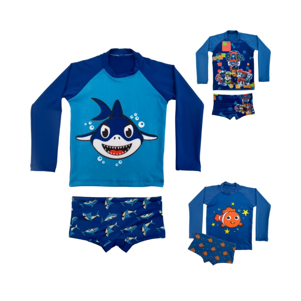 Conjunto Praia Camiseta UV e Sunga infantil Verão Criança