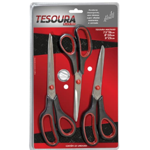Kit Tesoura Black Red Kit C/3Pcs - 7,5/8/9