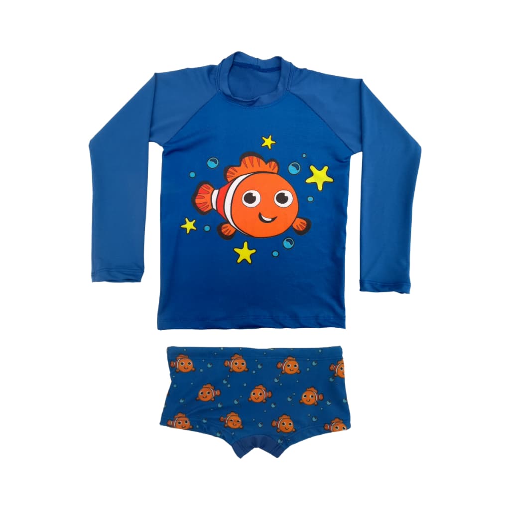 Conjunto Praia Nemo Camiseta UV e Sunga infantil Criança Verão