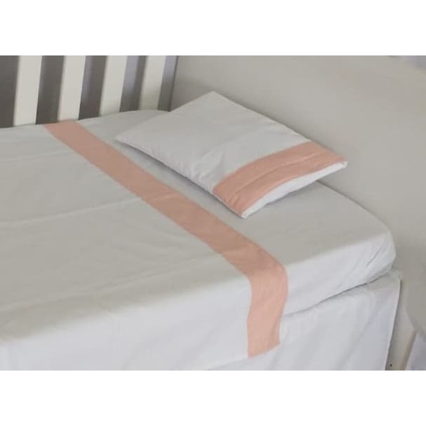 Jogo de Lençol Paris Para Berço 3 Peças Branco com Rose 100% Algodão