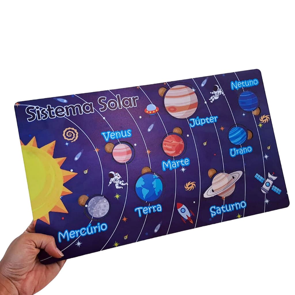 Sistema solar em tabuleiro MDF jogo de encaixe cognitivo planeta, educativos, Didático, Pedagógico, Montessori.