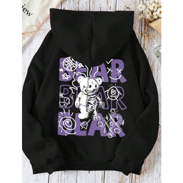 Moletom Canguru Bear Ursinho Desenho Roxo Costas Streetwear