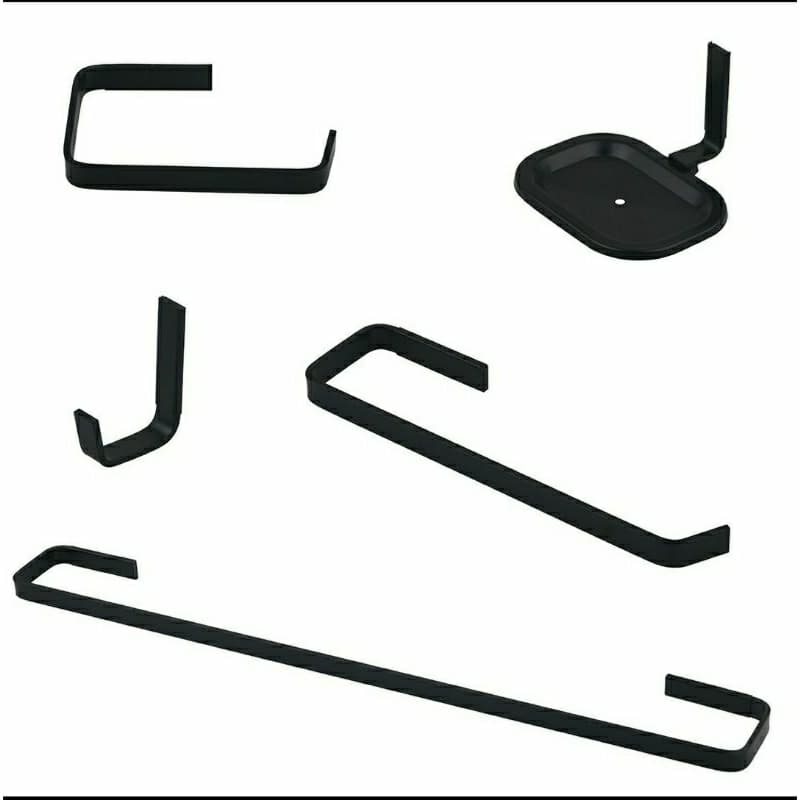 KIT PARA BANHEIRO, TOALHAS, PAREDE, STANDER PRETO FOSCO
