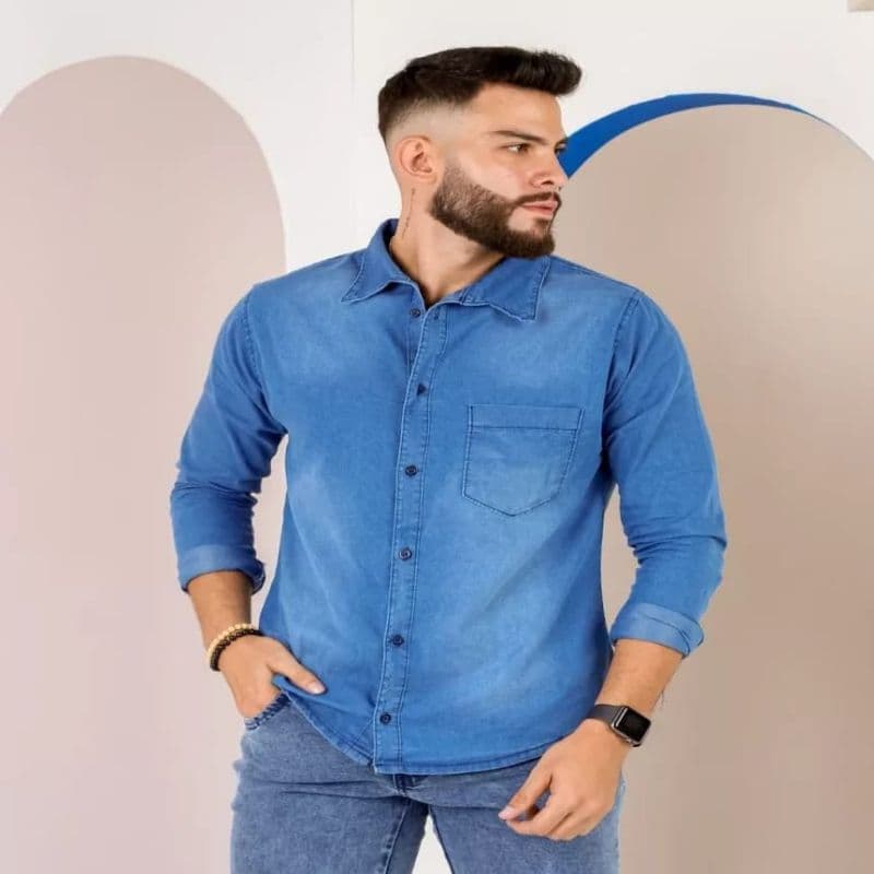 Kit 2 Jaquetas Jeans Premium. Camisa Social Manga Longa