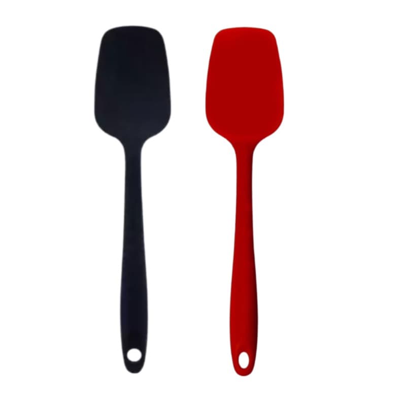 Espátula multiuso de silicone vermelha ou preta para cozinha com cabo longo quadrada - espatula de silicone para rapar