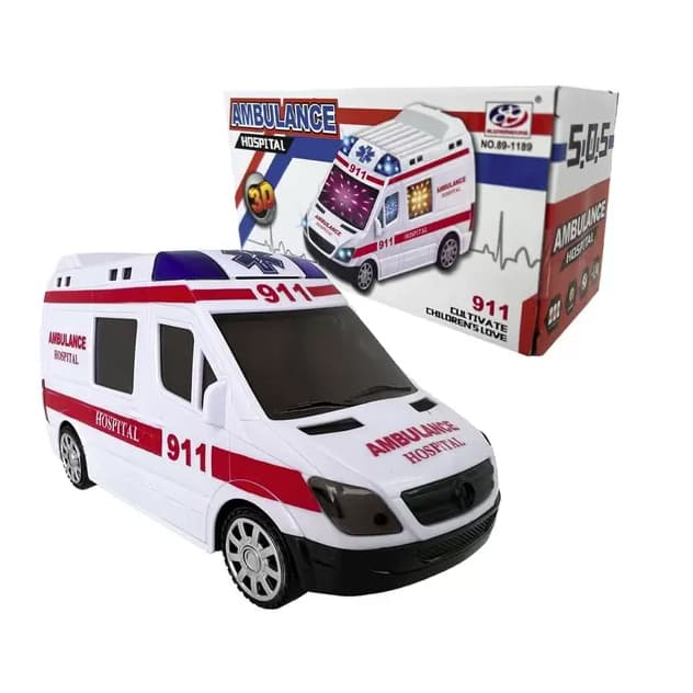 Carrinho de Ambulância com Som e Luz brinquedo infantil menino