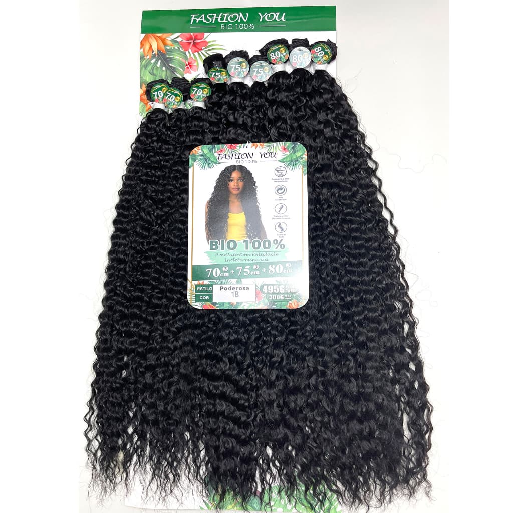 Cabelo Cacheado Orgânico Fibra Bio 300g 80cm sem brilho e Macio Fashion You Poderosa e Natalie