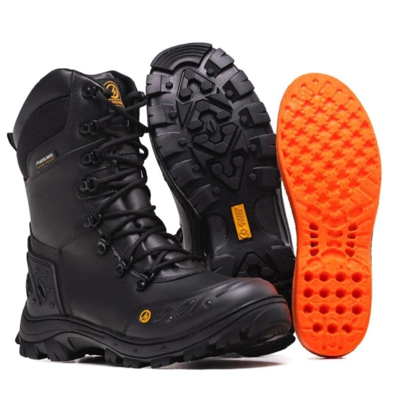 Bota Cano Alto Master Boots Em Couro Palmilha Em Gel Motociclista Segurança Militar