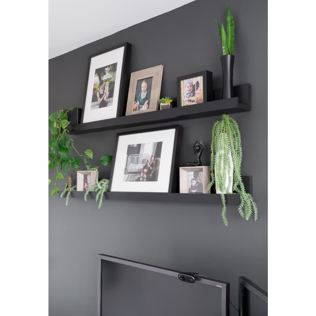 Kit com 3 Prateleira Decorativa mdf Preto Fotos e Livros 60x6,5x10