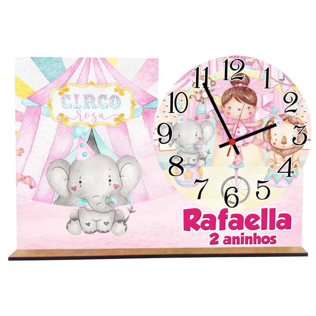 Relogio Centro de mesa circo rosa com 5 unidades