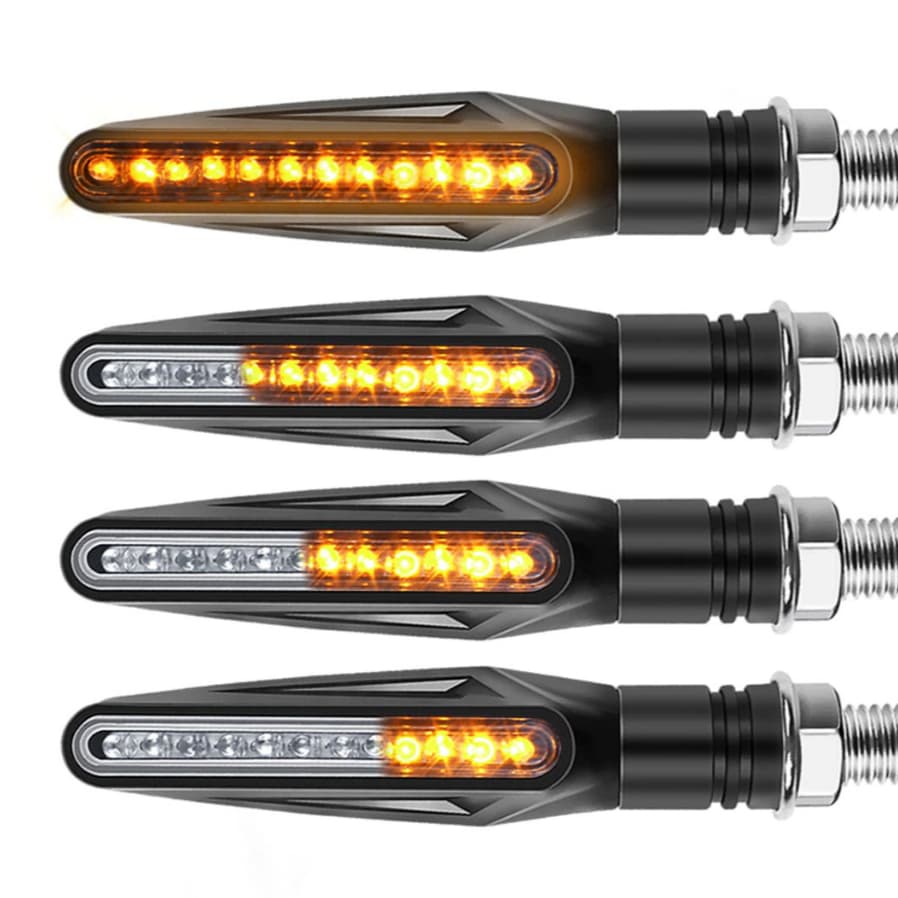 Kit 4 Peças Pisca Palito Slim Seta De Led Sequencial Esportiva Para Moto Lente Fumê Universal 12V