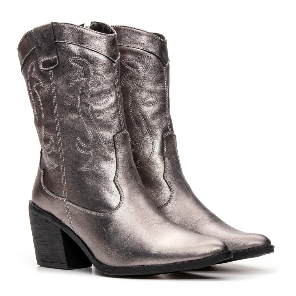 Bota Western Feminina Texana Country Bico Fino Bordada Rodeio Salto Grosso