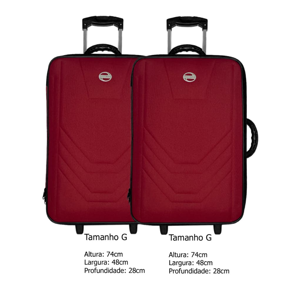 Kit DUAS MALAS GRANDES De Viagem Village Rigidas Voo G+G