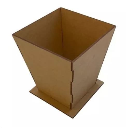 Kit 10 Cachepô Vaso Liso Em Mdf / Crú Com Base