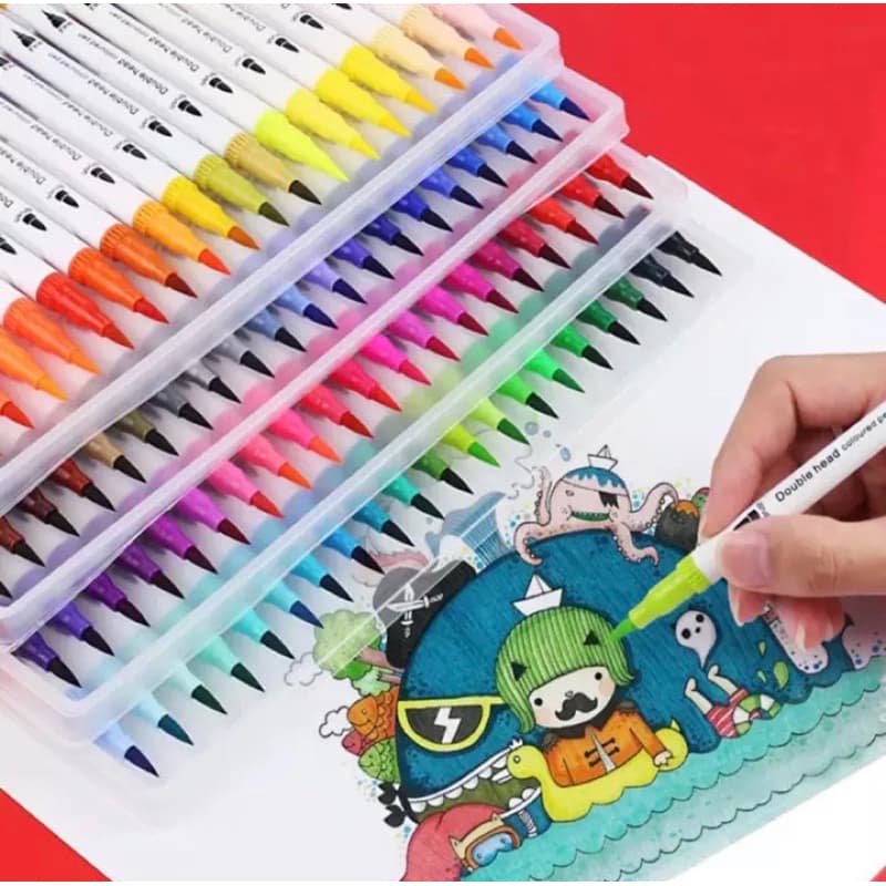 Kit 12 Canetas Brush Pen com ponta dupla pincel estilo brushpen e ponta fina