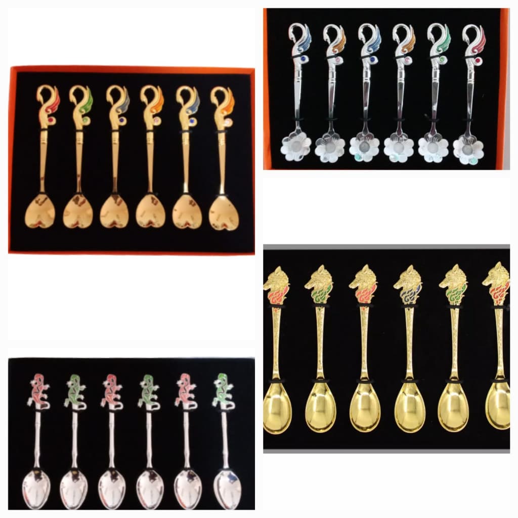 Kit com 6 colheres de chá / sobremesa Decorados Artesanato Alemão