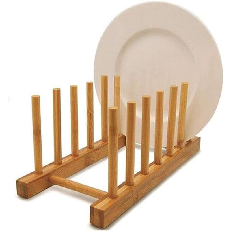 Suporte Organizador Display Escorredor  de Pratos Bambu