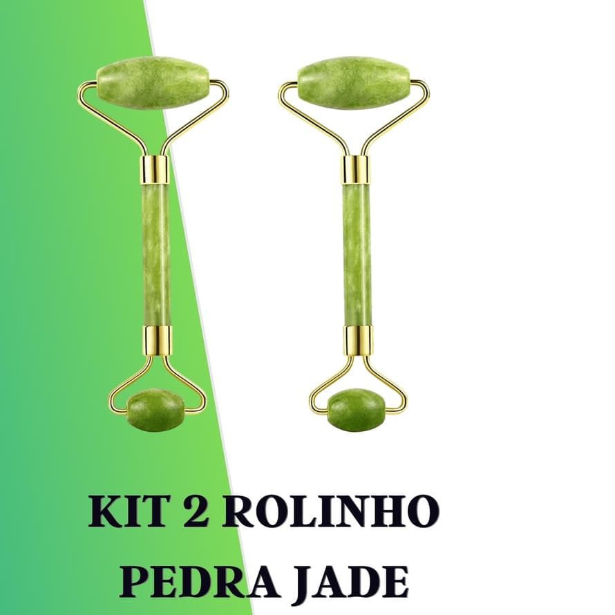 Kit 2 Rolinho Pedra De Jade Facial Massageador Anti Rugas Pele Olhos Rolo