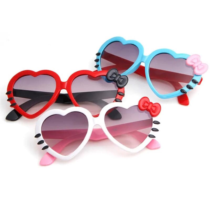 Óculos de Sól Infantil Feminino Kids Coração Lacinho Gatinho UV400