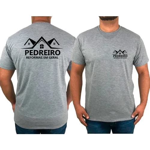 kit 3 Camiseta personalizada Cinza com sua estampa ou sua logo ou sua criatividade com 2 estampas