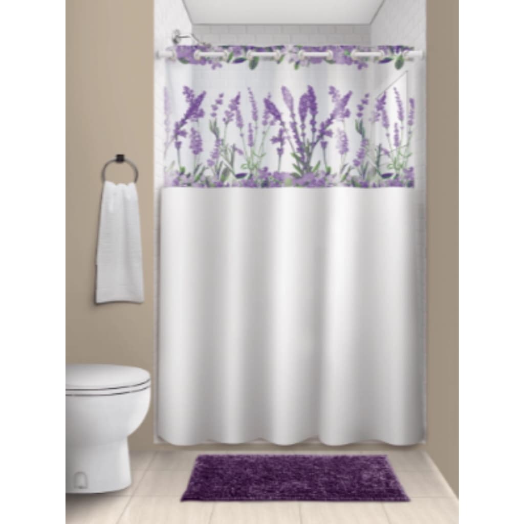 Cortina para Box de Banheiro Estampada Banho Chuveiro Lavanda