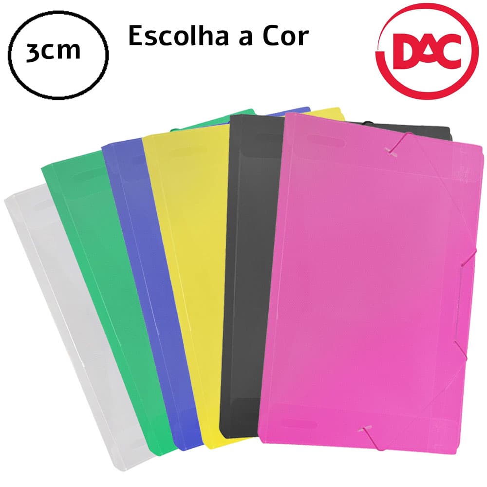 Pasta Aba Elástica Ofício com Lombo de 3 CM - DAC - Escolha a Cor