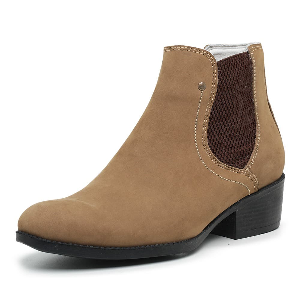 Bota Botina Chelsea Feminina Cano Curto Couro Legitimo