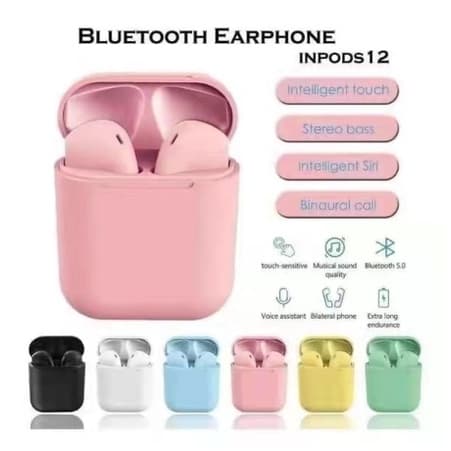 Fone De Ouvido Sem Fio i12 Tws Universal Bluetooth 5.0 sem fio Compatível com Andoid iphone Airpods Macaron