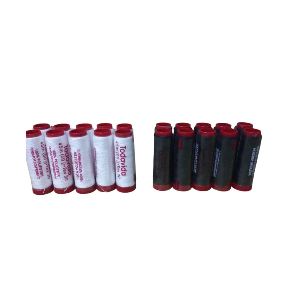 linhas de costura kit  20 linha preta/branca