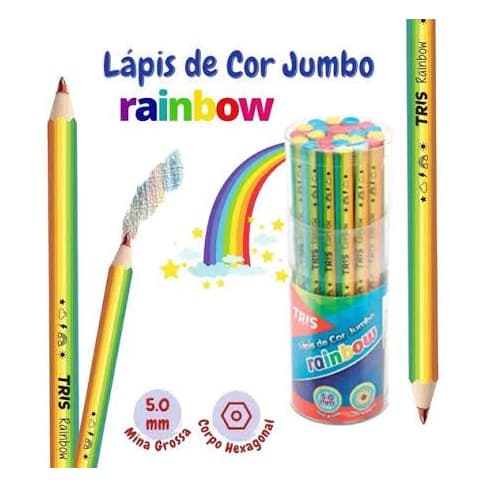 Lápis de Cor Jumbo Sextavado Rainbow - Tris