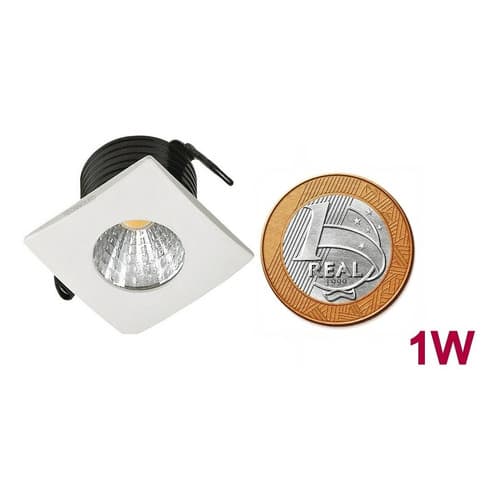 Kit 3/6/10 Spot Cob Mini Embutir 1w Quadrado 3000k(Luz Amarela) / 6.500k(luz Branca) Led