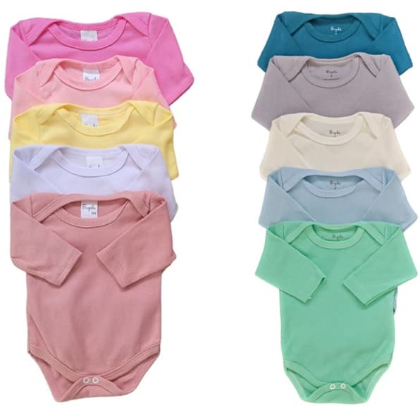 Kit 4 Bodys Bebê Manga Longa Cores Sortidas Suedine