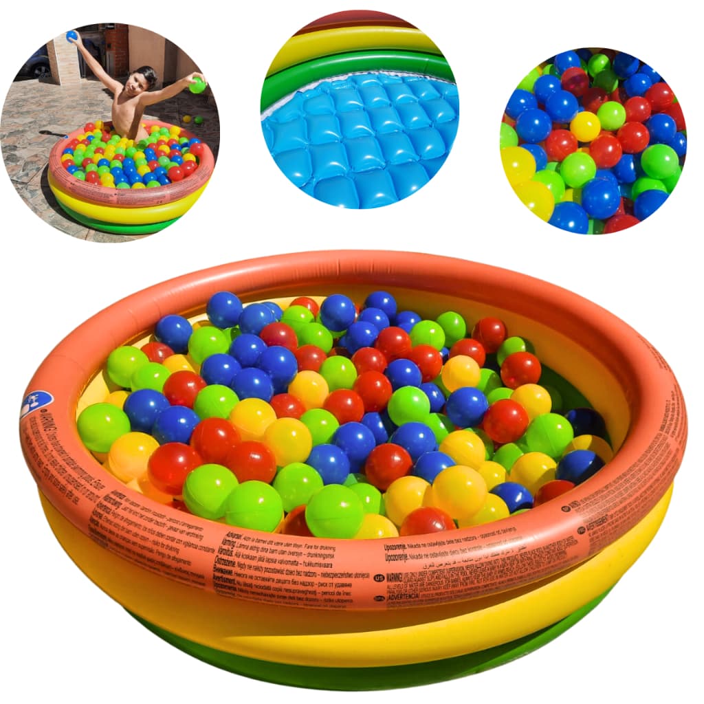 PISCINA INFLAVEL 126 LITROS COM 50 BOLINHAS COLORIDA FUNDO INFLAVEL
