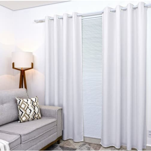 Cortina Oxford Para Sala Quarto Branca 300x250 Premium em Decoração de Casa