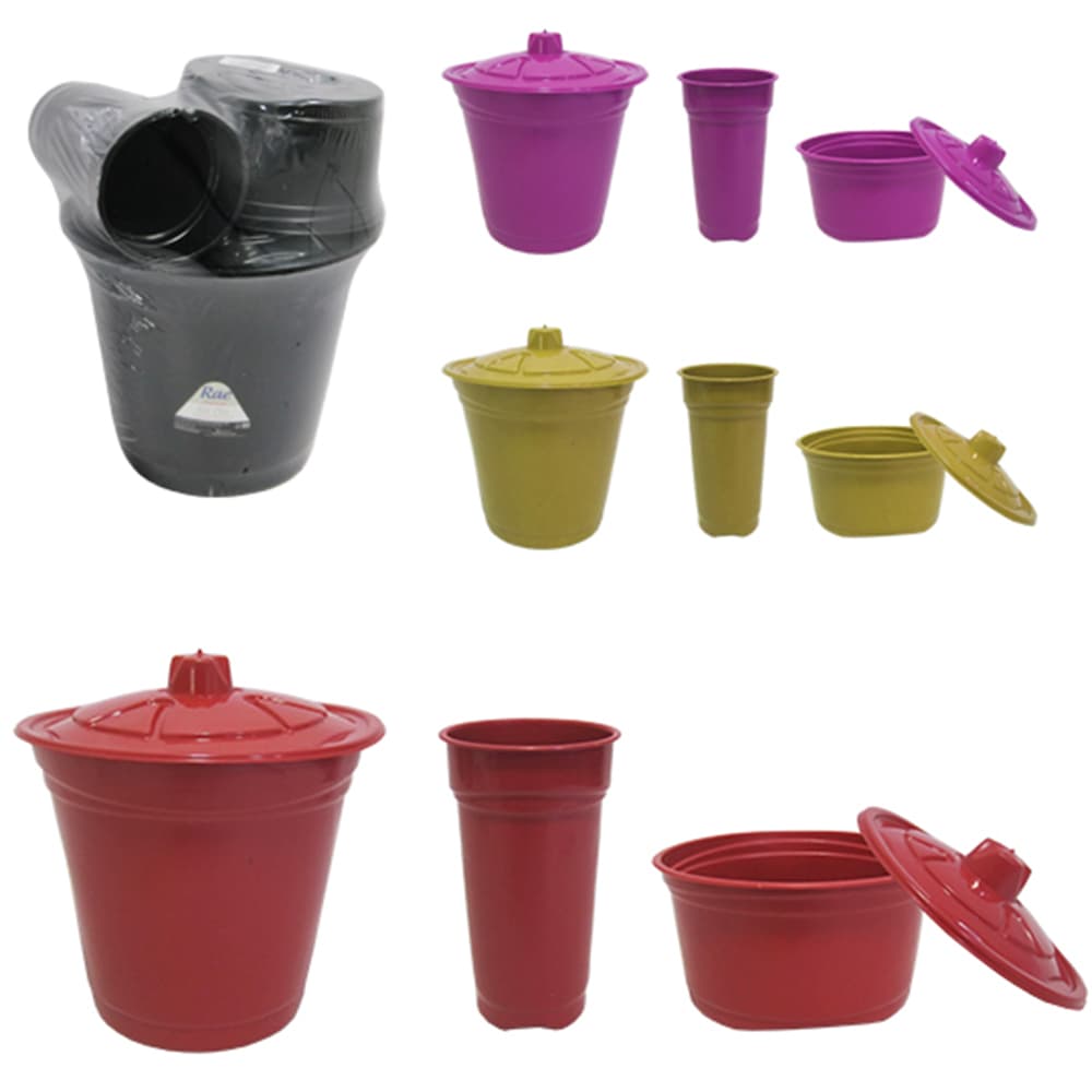 KIT PIA DE PLASTICO LISO COLORS COM LIXEIRA + PORTA DETERGENTE + PORTA SABAO / ESPONJA